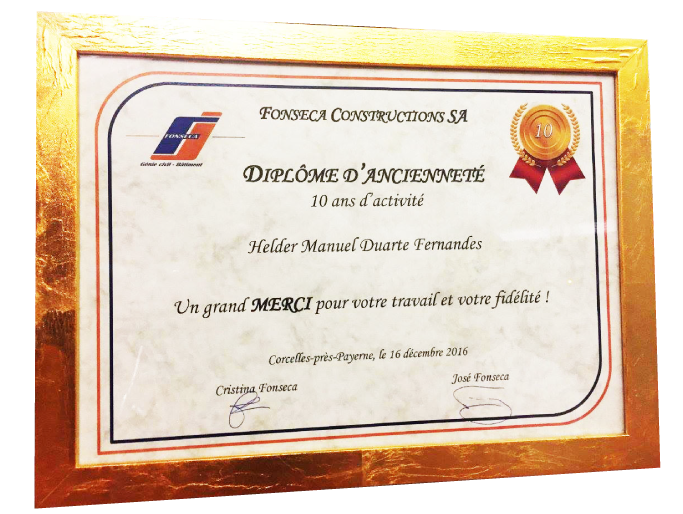 Diplôme d'ancienneté Fonseca